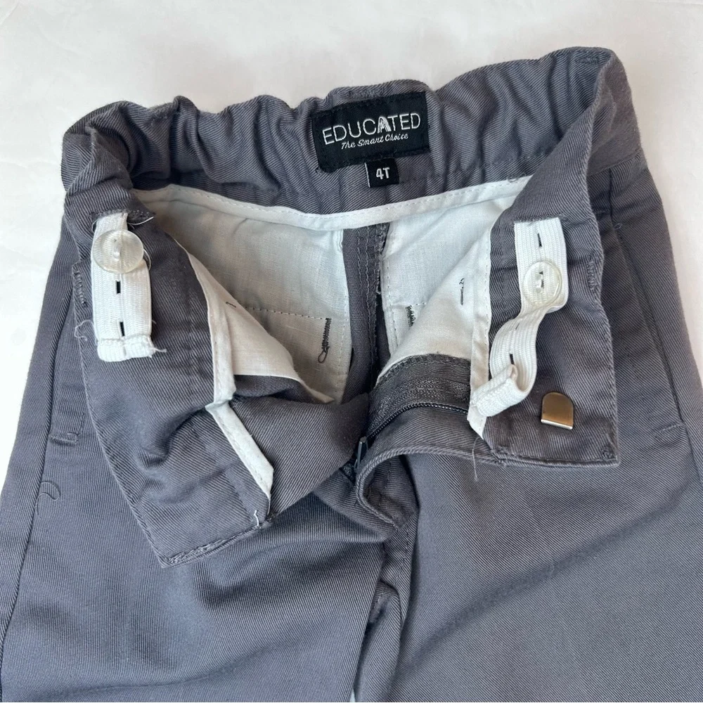 Educated The Smart Choice Gray Boys Kids Toddlers Charcoal Pants Size 4T